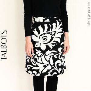 TALBOTS Petites Black & White Floral Pencil Skirt, 4P